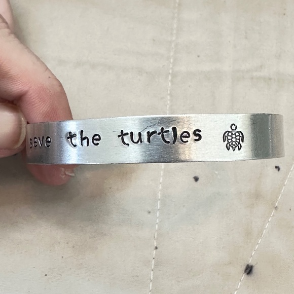 2/$15 Silver Tone “Save the Turtles” Cuff Bracelet - Picture 7 of 11